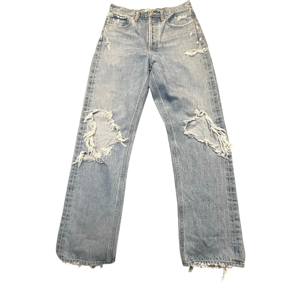 AGOLDE Distressed 90s Mid‎ Rise Loose Fit Size 25 Raw Hem Baggy High Rise